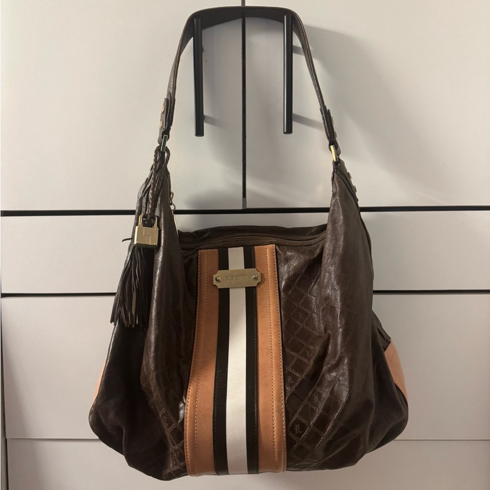 L.A.M.B. Brown and Tan Shoulder Bag